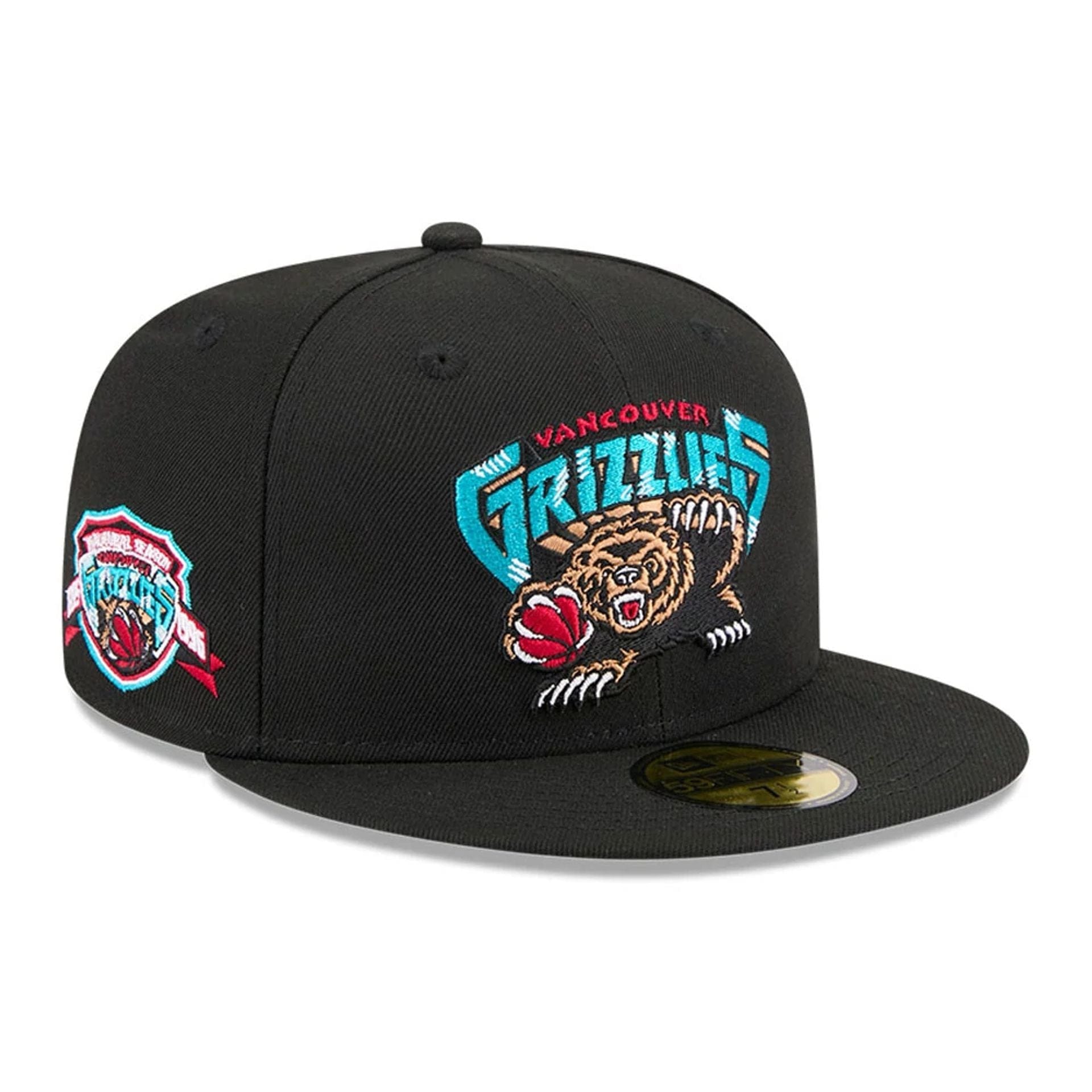 Pictured is this NBA Hardwood Classic Vancouver Grizzlies 59FIFTY Fitted cap in black. 1