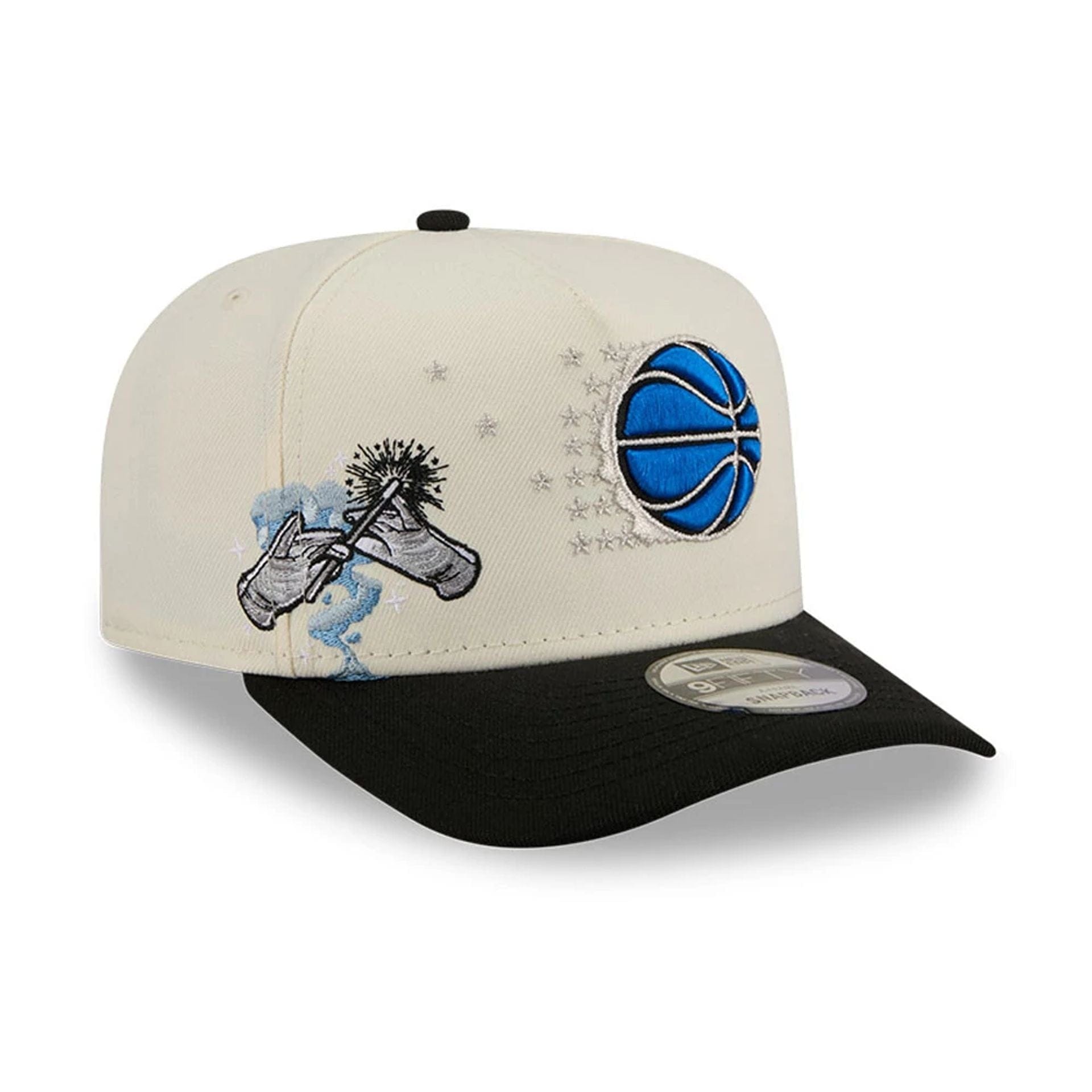 Pictured is this NBA Hardwood Classic Orlando Magic 9FIFTY A-Frame Snapback cap in black. 1