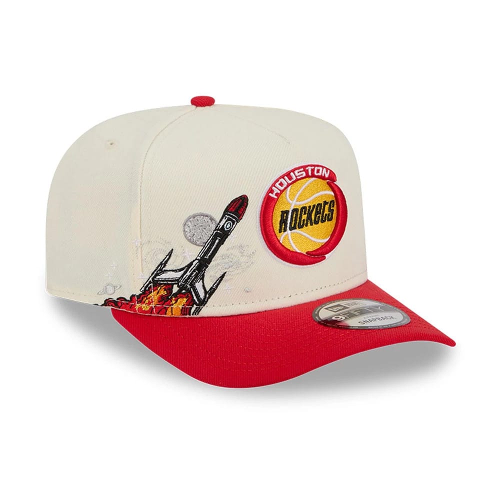 Pictured is this NBA Hardwood Classic Houston Rockets 9FIFTY A-Frame Snapback cap in red. 1