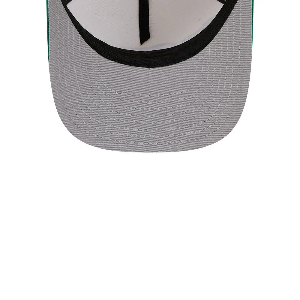 Pictured is this NBA Hardwood Classic Boston Celtics 9FIFTY A-Frame Snapback cap in cream. 2