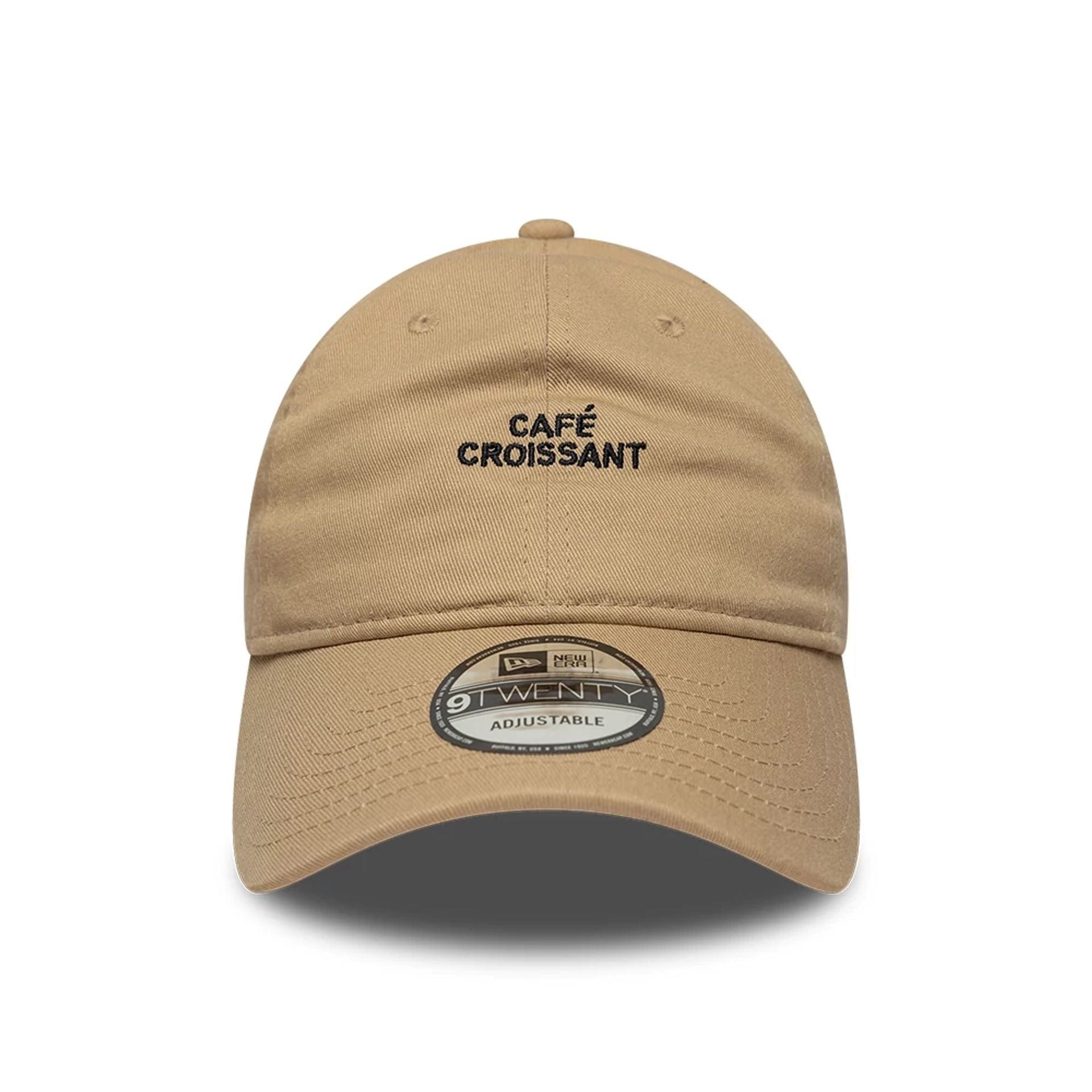 This is a New Era Slogan Café Croissant Light Beige 9TWENTY Adjustable Cap 2