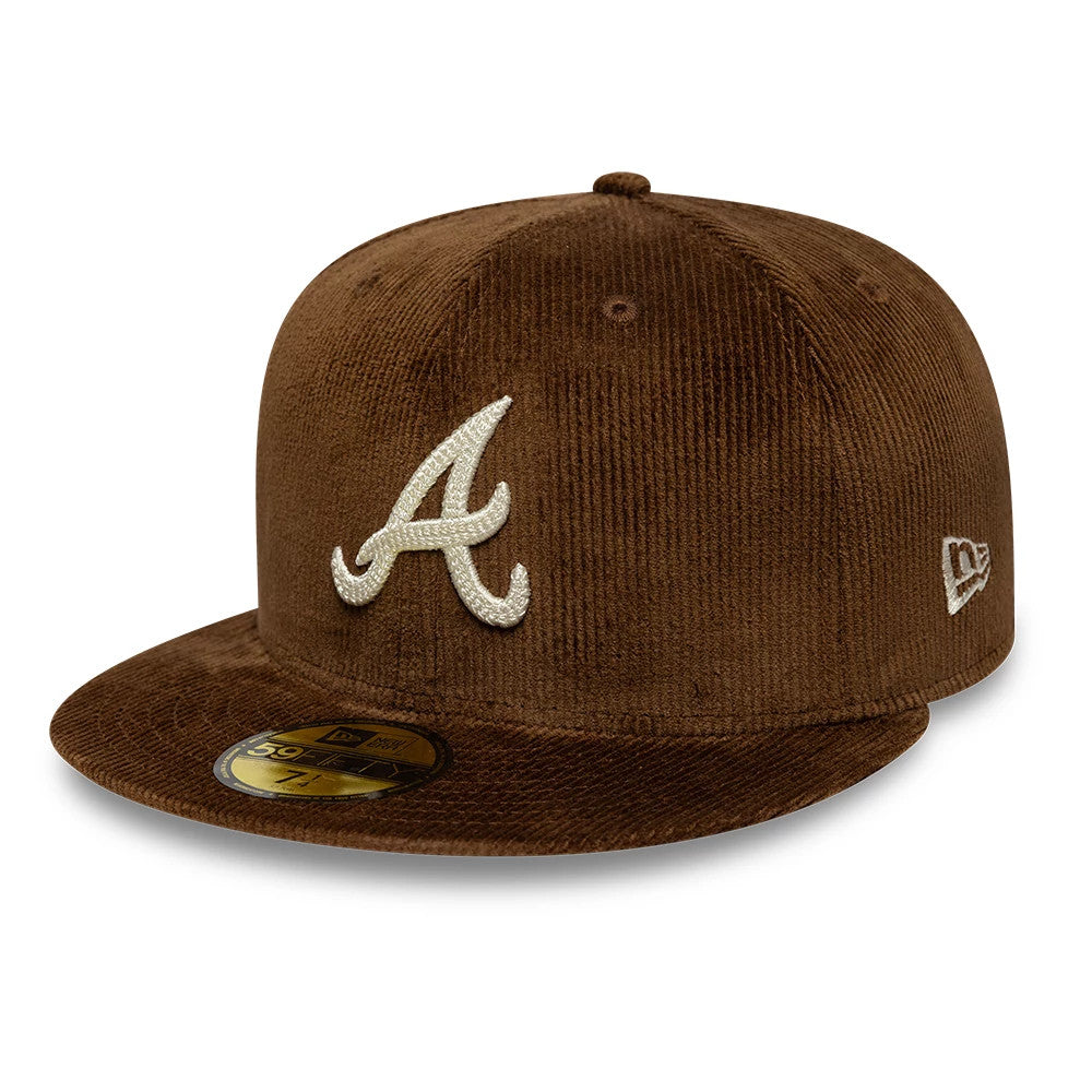 This is a Atlanta Braves MLB Cord Dark Brown 59FIFTY Fitted Cap 1