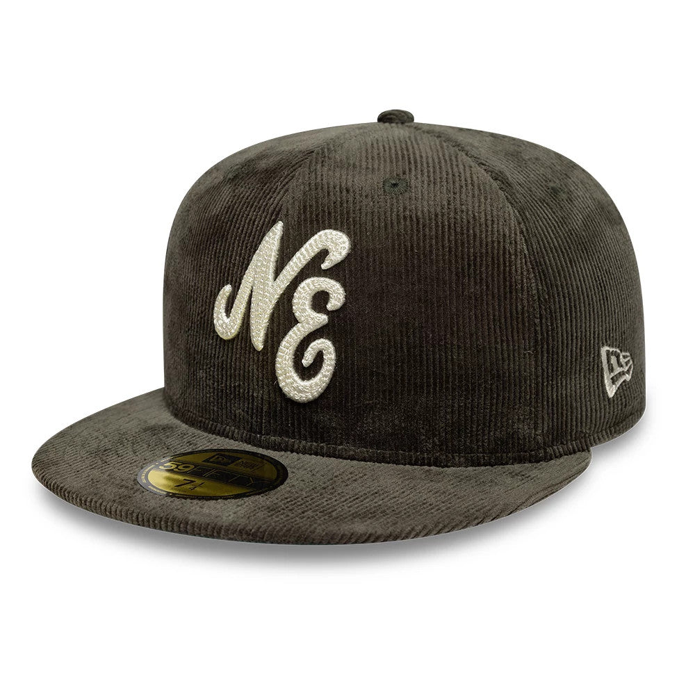 This is a New Era Cord Dark Green 59FIFTY Fitted Cap 1