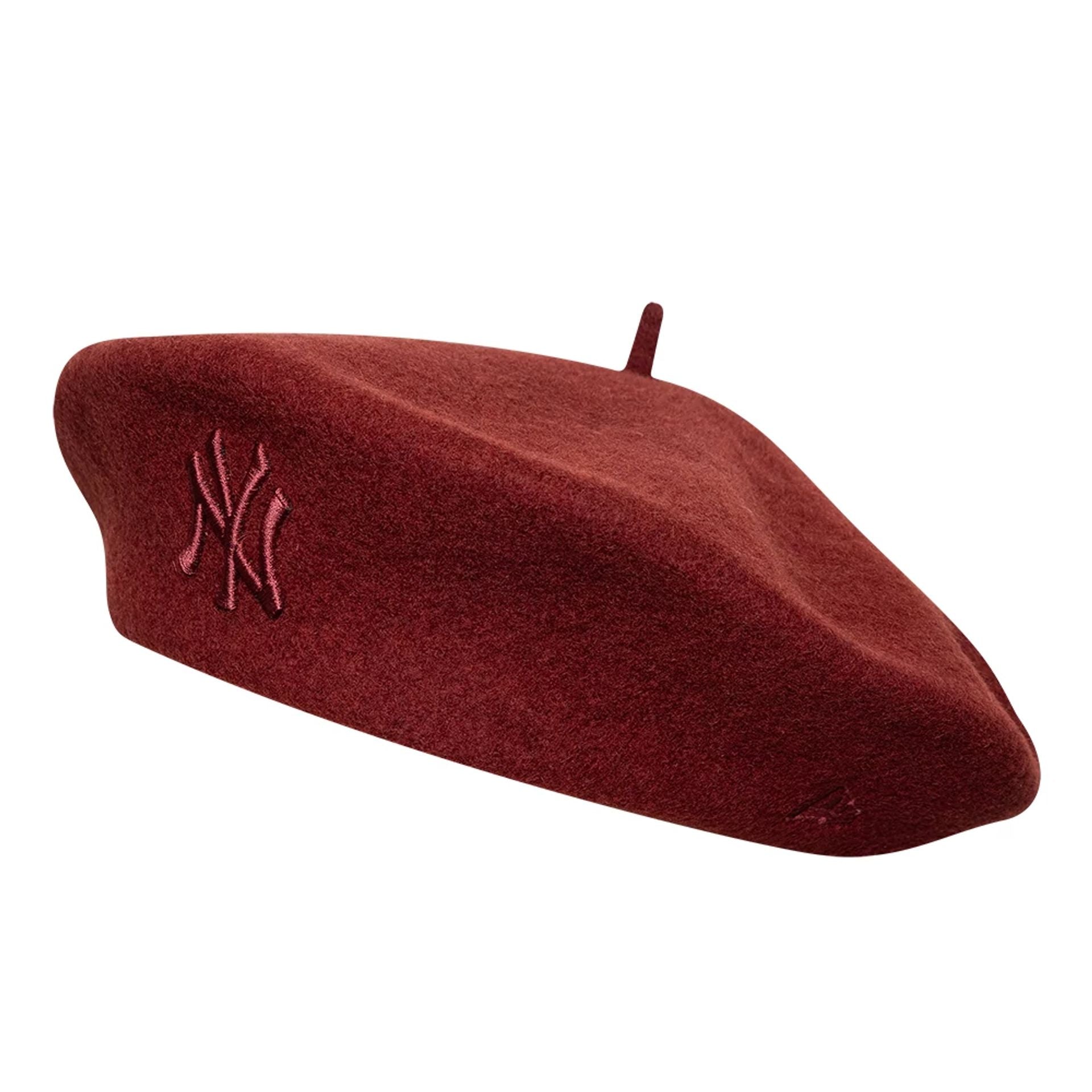 This is a New York Yankees Womens MLB Wool Dark Red Beret 1