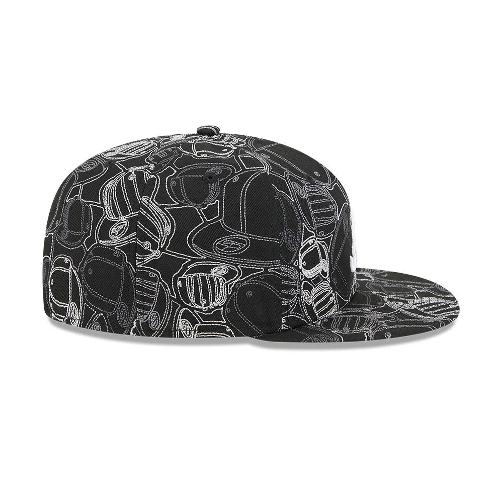 Pictured is this MLB Cap Scramble Atlanta Braves 59FIFTY Fitted cap in black. 7