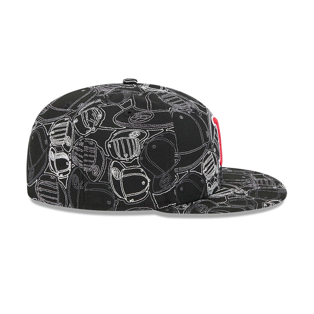 Pictured is this MLB Cap Scramble Boston Red Sox 59FIFTY Fitted cap in black. 7
