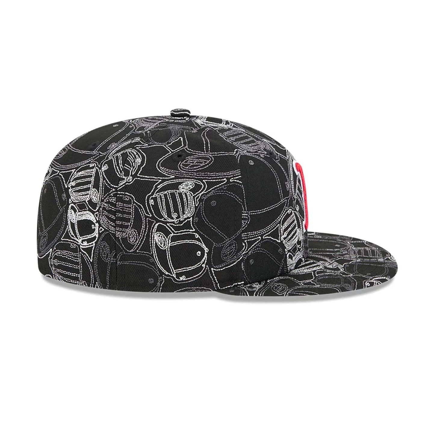 Pictured is this MLB Cap Scramble Boston Red Sox 59FIFTY Fitted cap in black. 7