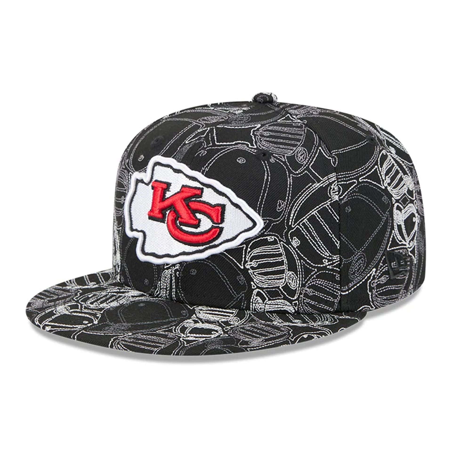 Pictured is this NFL Cap Scramble Kansas City Chiefs 59FIFTY Fitted cap in black. 1