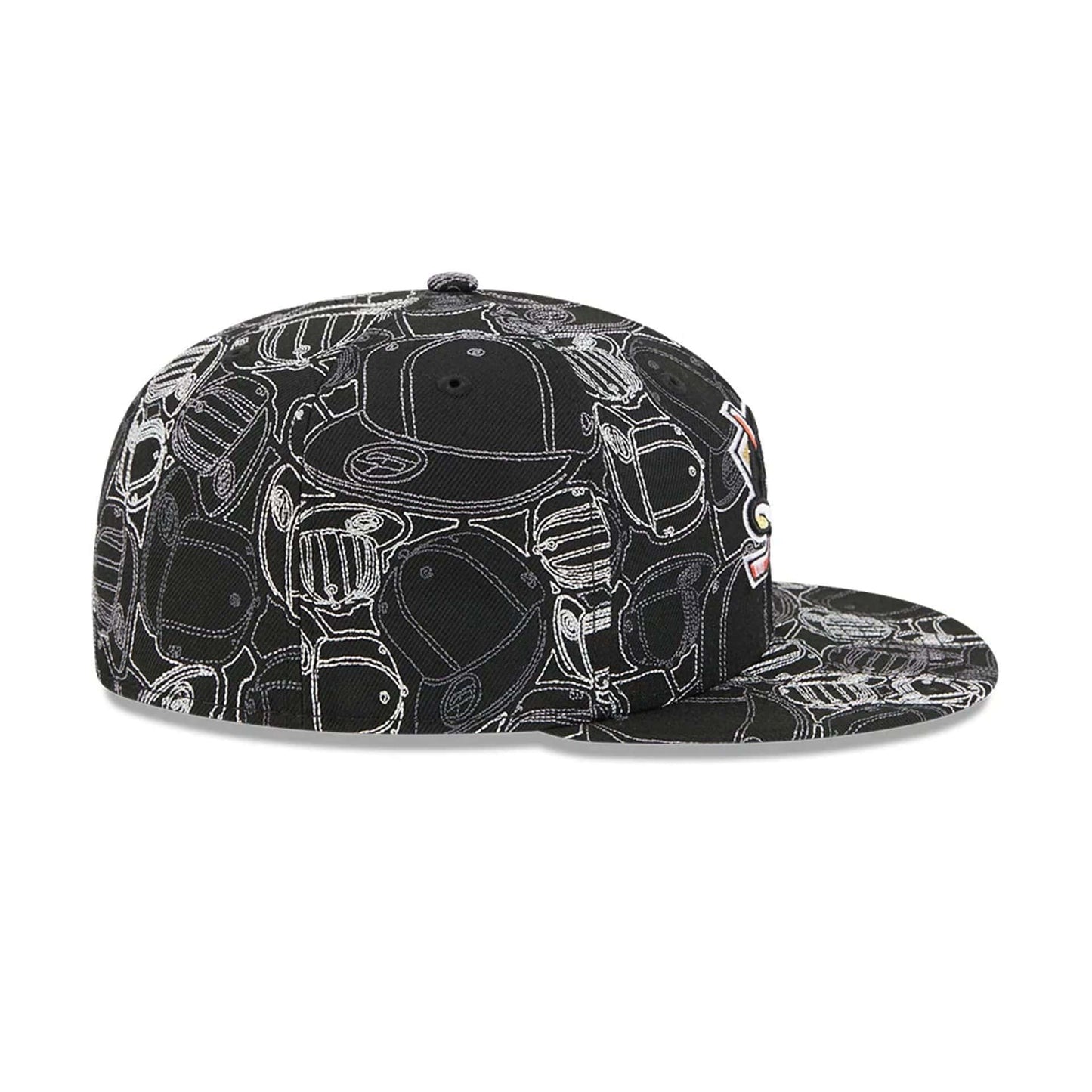 Pictured is this NHL Cap Scramble Anaheim Ducks 59FIFTY Fitted cap in black. 7