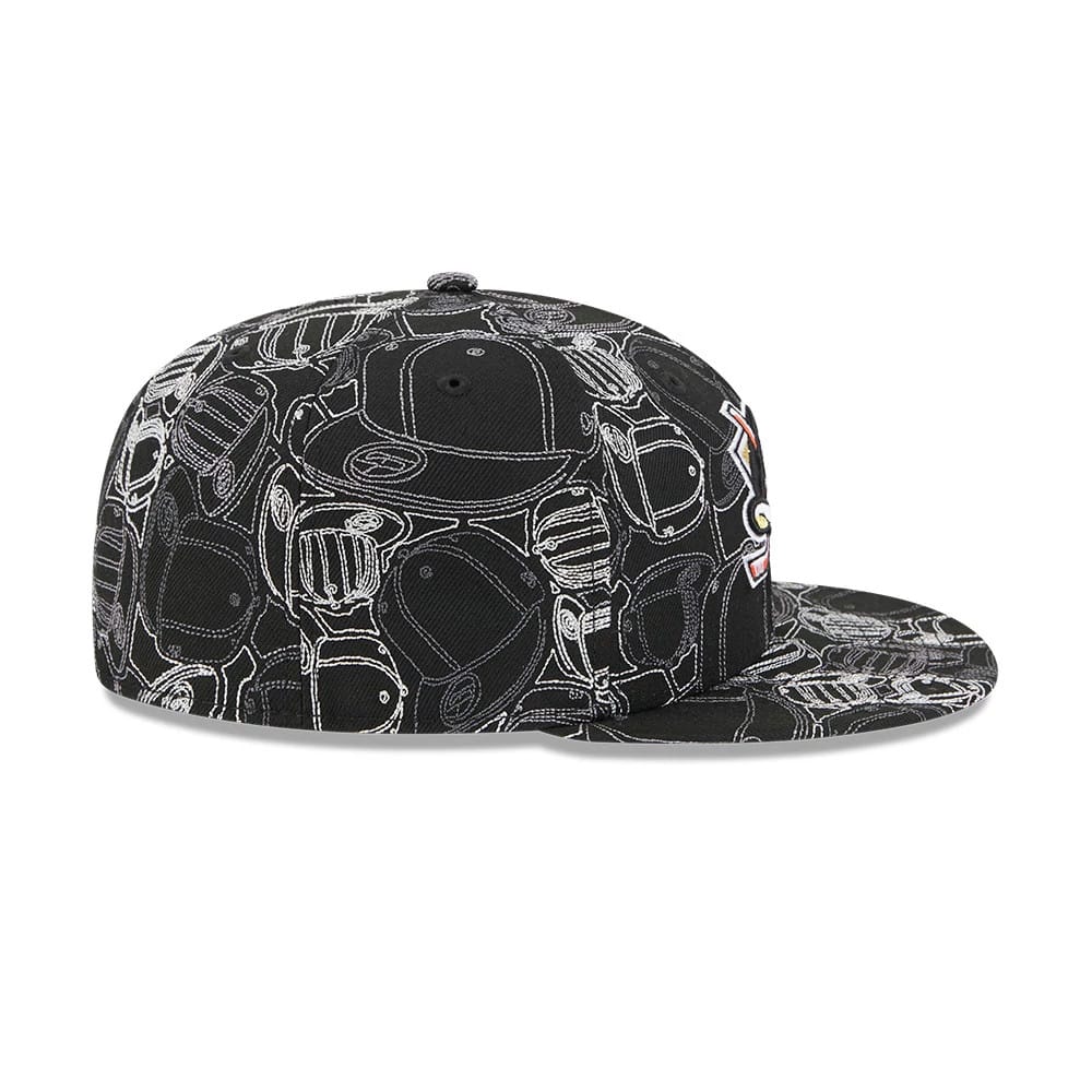 Pictured is this NHL Cap Scramble Anaheim Ducks 59FIFTY Fitted cap in black. 7
