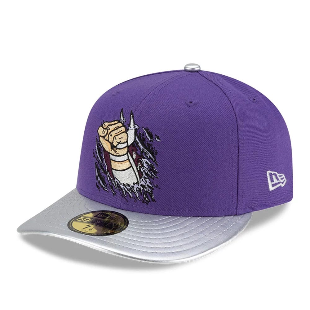 Pictured is this Shredder Teenage Mutant Ninja Turtles 59FIFTY Fitted cap in purple. 1