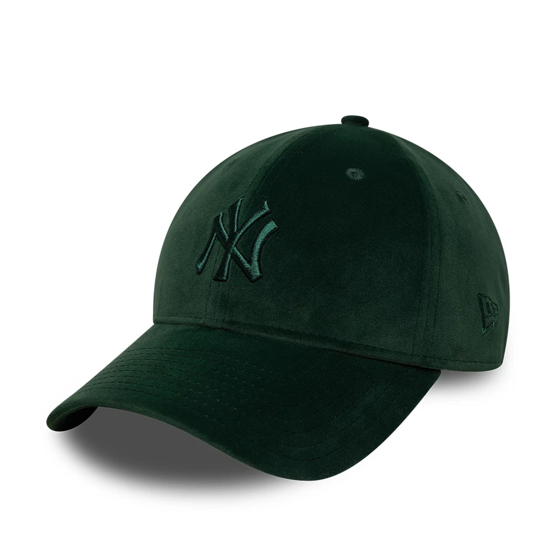 This is a New York Yankees MLB Velour Dark Green 9TWENTY Bow Back Adjustable Cap 1