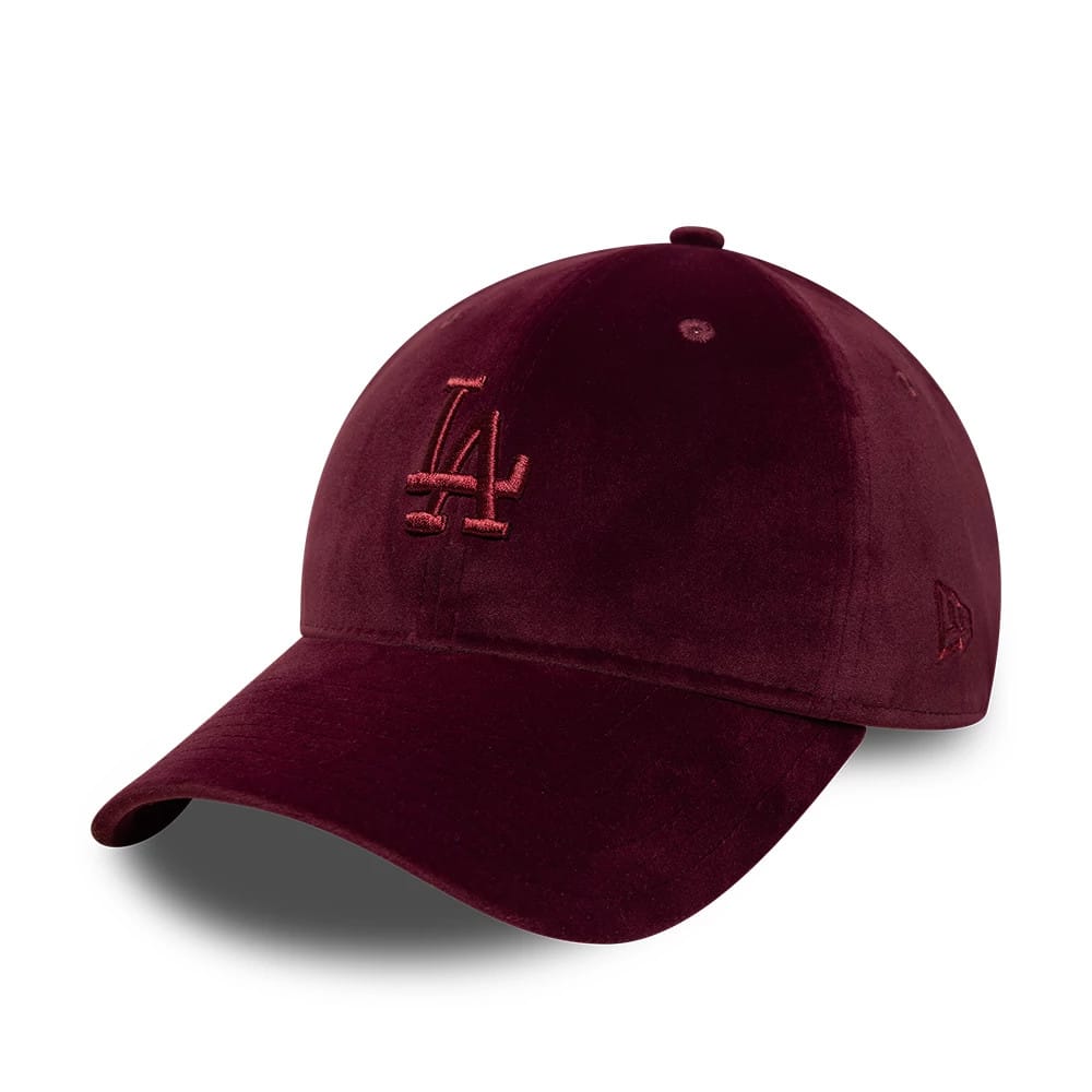 This is a LA Dodgers MLB Velour Dark Purple 9TWENTY Bow Back Adjustable Cap 1
