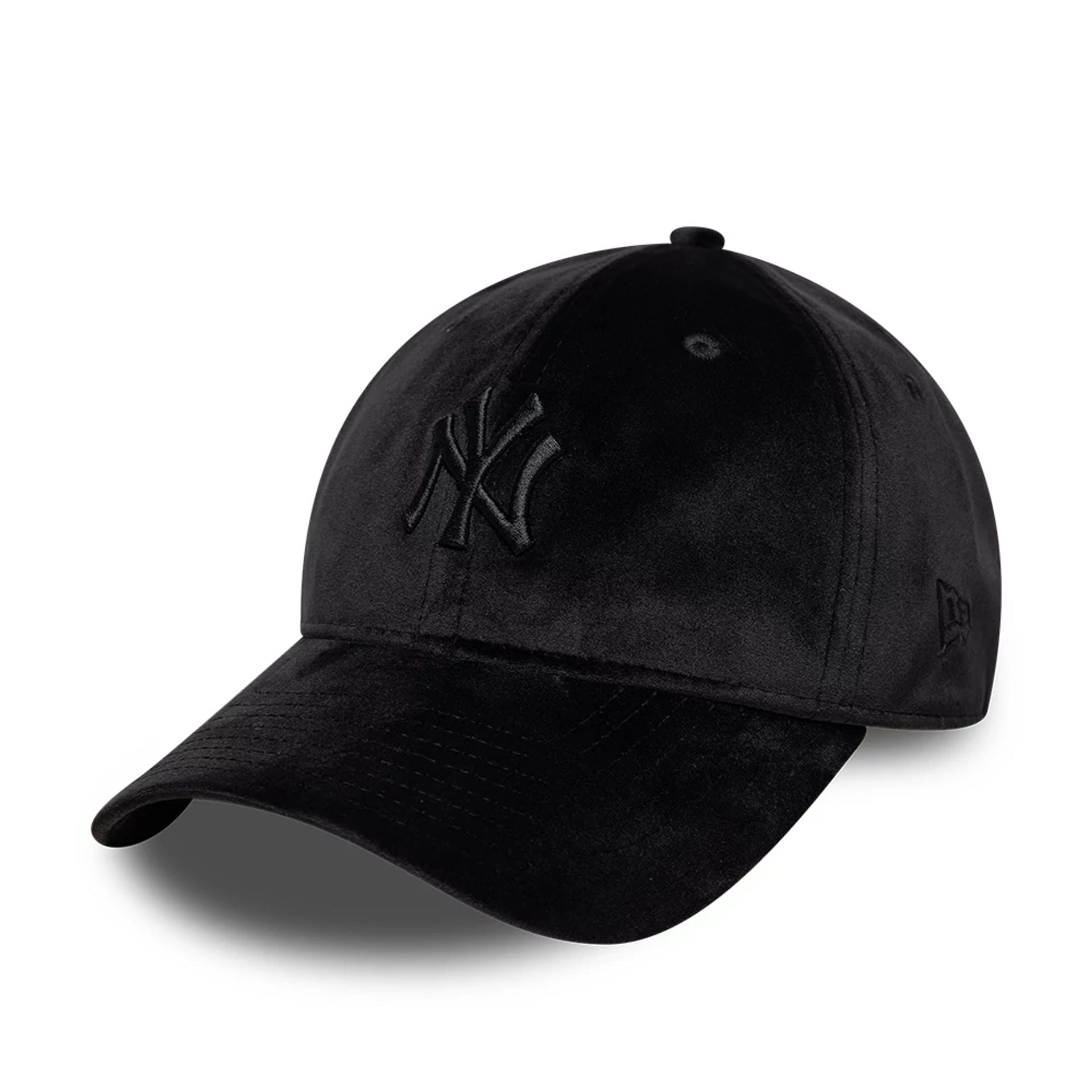 This is a New York Yankees MLB Velour Black 9TWENTY Bow Back Adjustable Cap 1