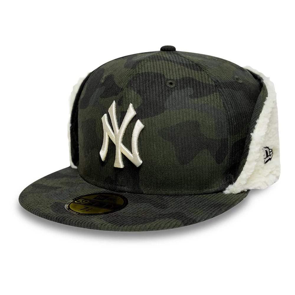 Pictured is this MLB Cord New York Yankees Downflap 59FIFTY Fitted cap in green. 1
