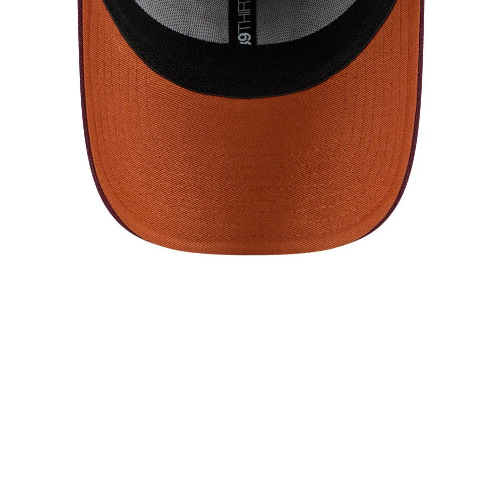 Pictured is this NFL Frosted Rust Las Vegas Raiders 39THIRTY Stretch Fit cap in dark red. 2