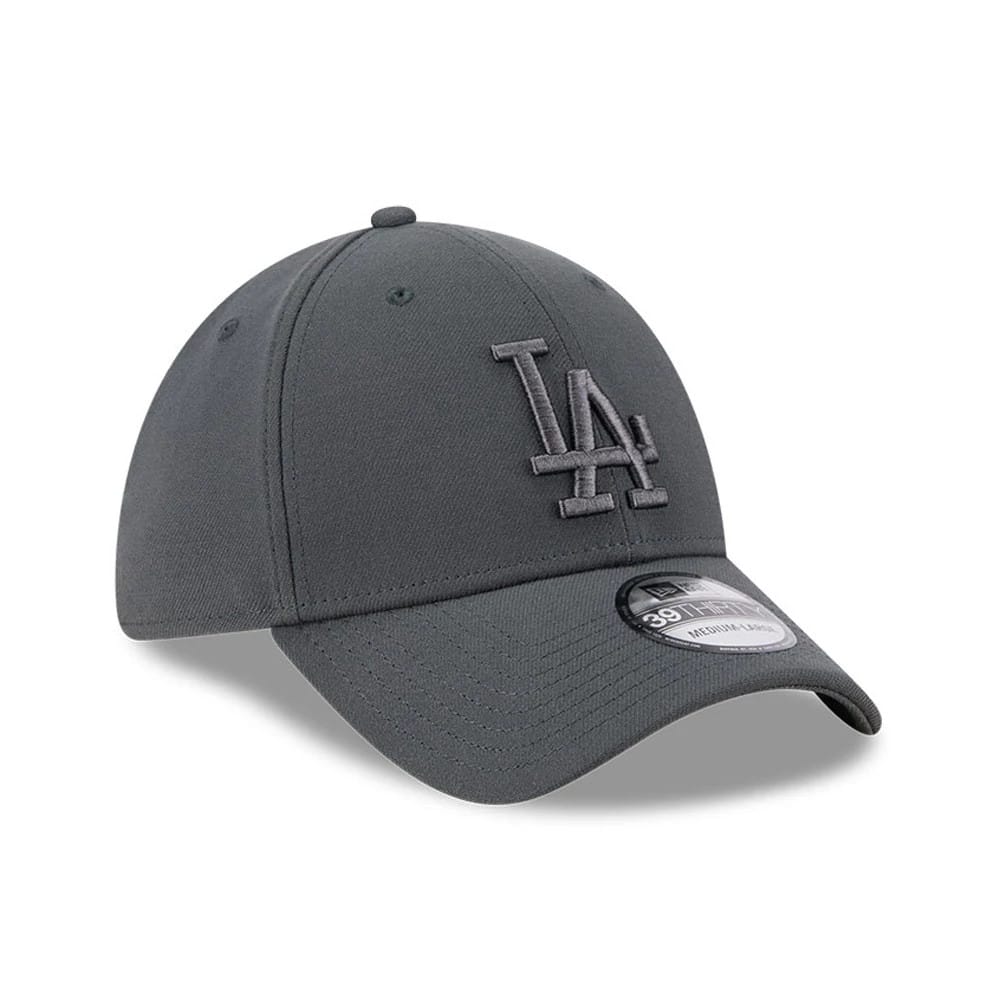 Pictured is this MLB Steel LA Dodgers 39THIRTY Stretch Fit cap in charcoal. 3