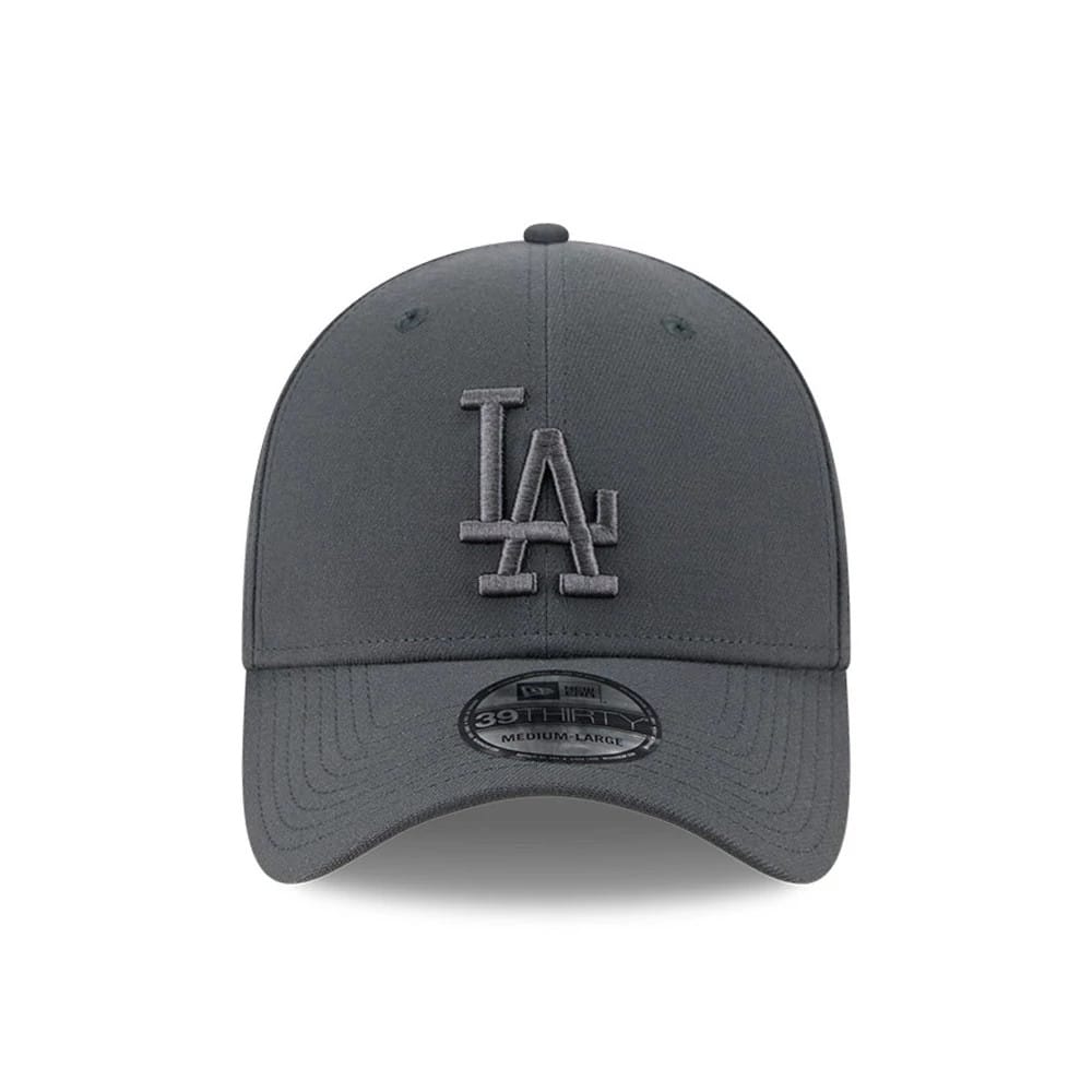 Pictured is this MLB Steel LA Dodgers 39THIRTY Stretch Fit cap in charcoal. 2