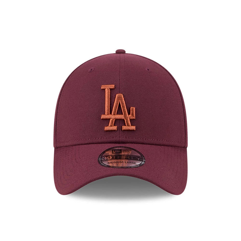 Pictured is this MLB Frosted Rust LA Dodgers 39THIRTY Stretch Fit cap in dark red. 3