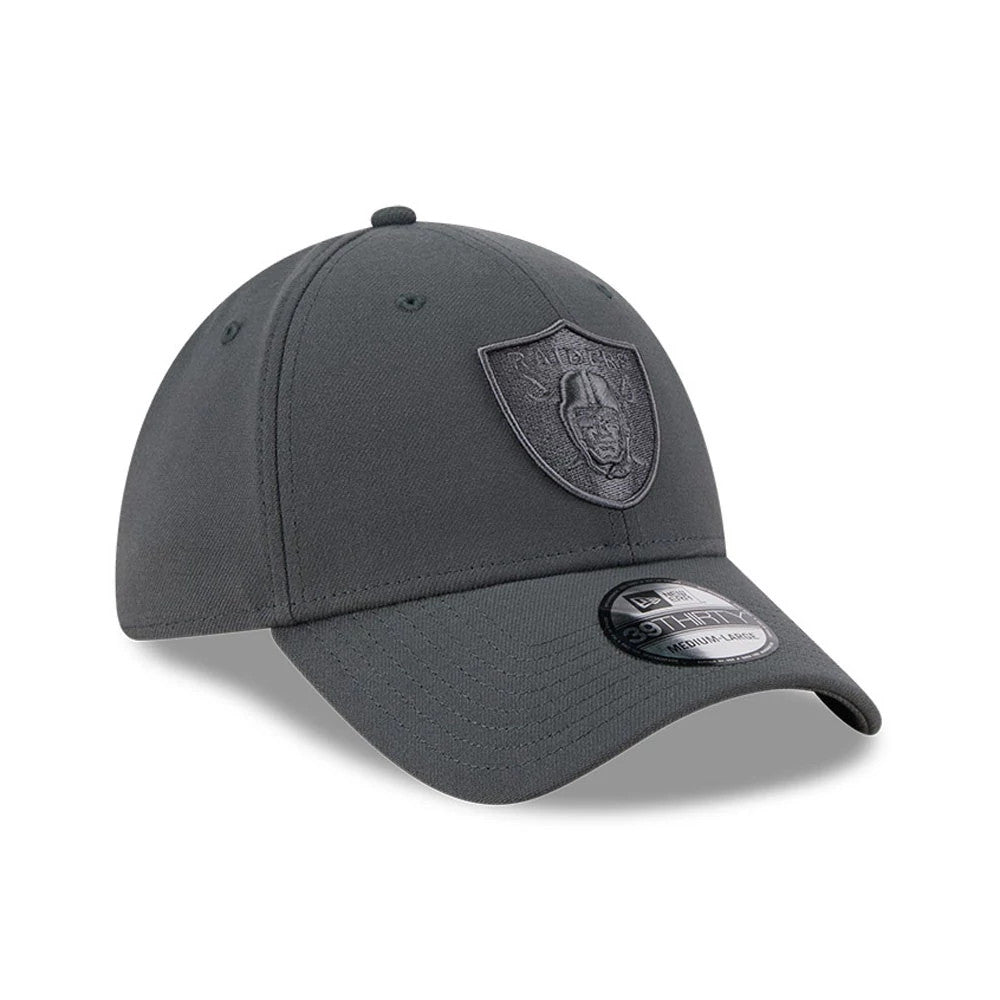 Pictured is this NFL Steel Las Vegas Raiders 39THIRTY Stretch Fit cap in charcoal. 3