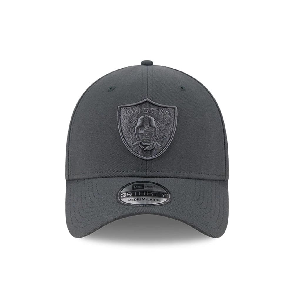 Pictured is this NFL Steel Las Vegas Raiders 39THIRTY Stretch Fit cap in charcoal. 2