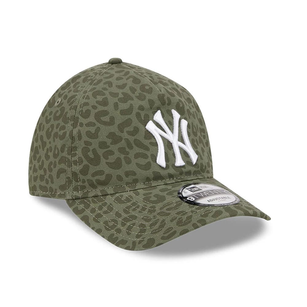 Pictured is this MLB Leopard New York Yankees 9TWENTY A-Frame cap in green. 3