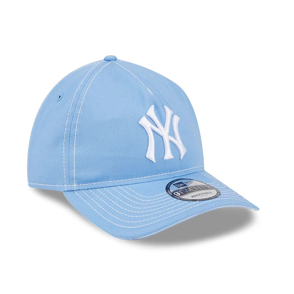 Pictured is this MLB Contrast New York Yankees 9TWENTY A-Frame cap in pastel blue. 3