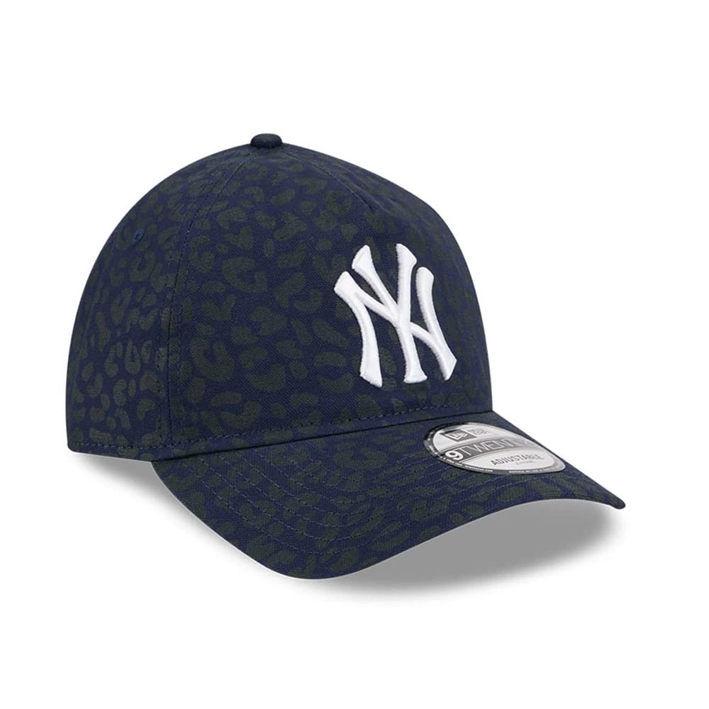Pictured is this MLB Leopard New York Yankees 9TWENTY A-Frame cap in dark blue. 3