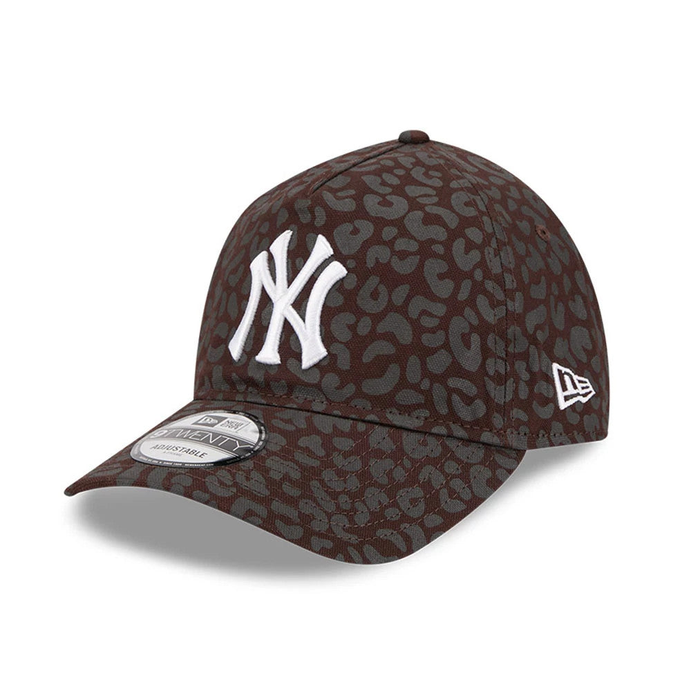 Pictured is this MLB Leopard New York Yankees 9TWENTY A-Frame cap in dark brown. 1