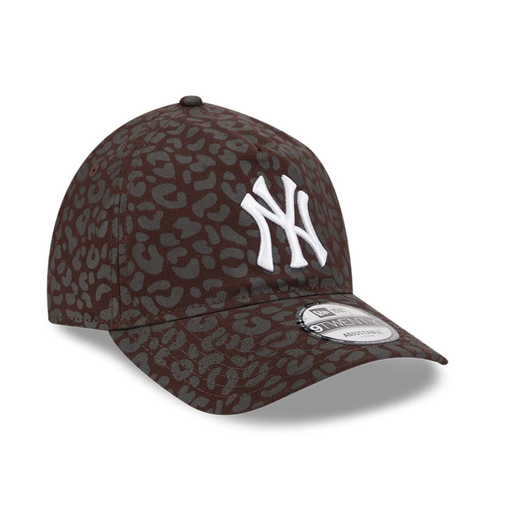 Pictured is this MLB Leopard New York Yankees 9TWENTY A-Frame cap in dark brown. 3