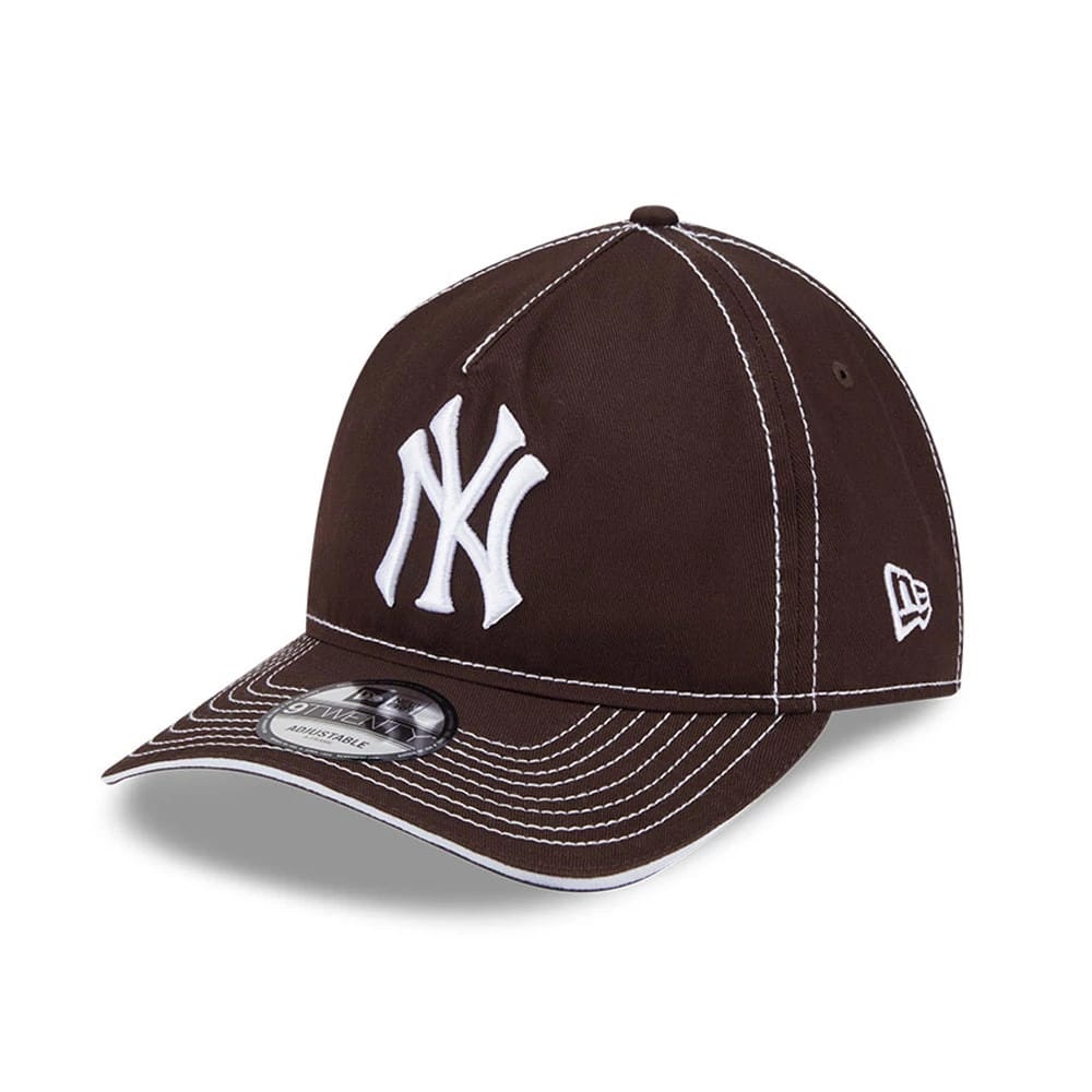 Pictured is this MLB Contrast New York Yankees 9TWENTY A-Frame cap in dark brown. 1