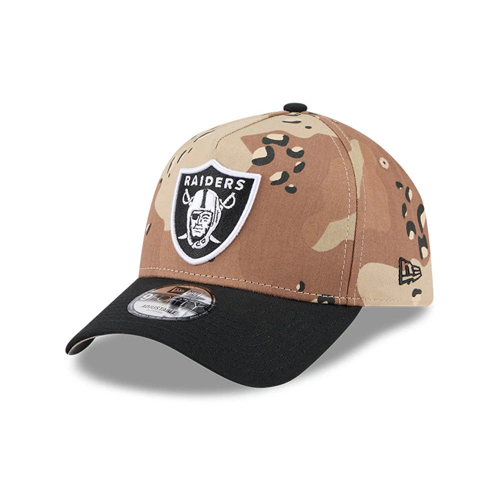 Pictured is this NFL Desert 2 Tone Las Vegas Raiders 9FORTY A-Frame cap in beige. 1