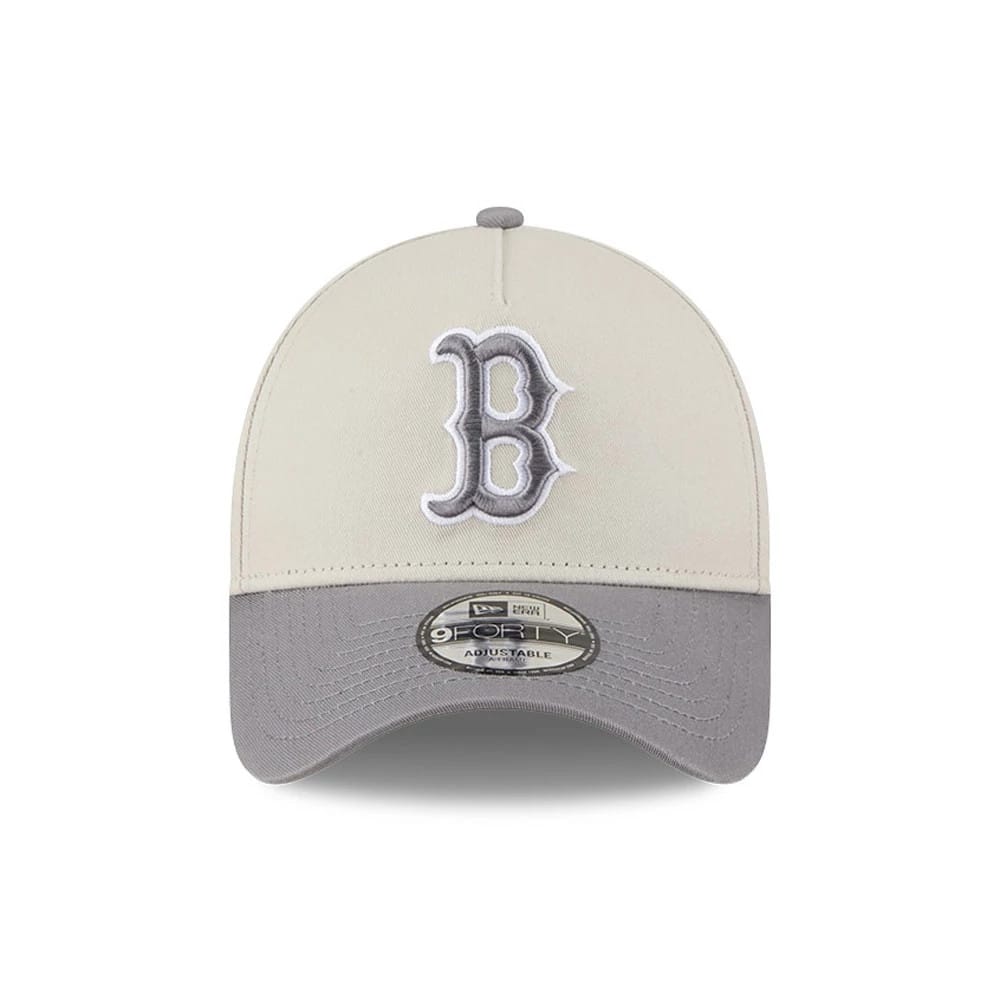 Pictured is this MLB Stone Storm Boston Red Sox 9FORTY A-Frame cap in light beige. 2