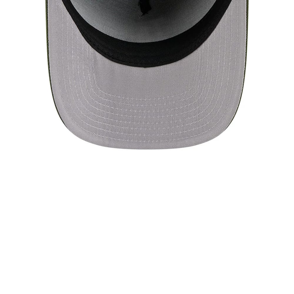 Pictured is this MLB Rifle Green LA Dodgers 9FIFTY A-Frame Snapback cap in dark green. 2