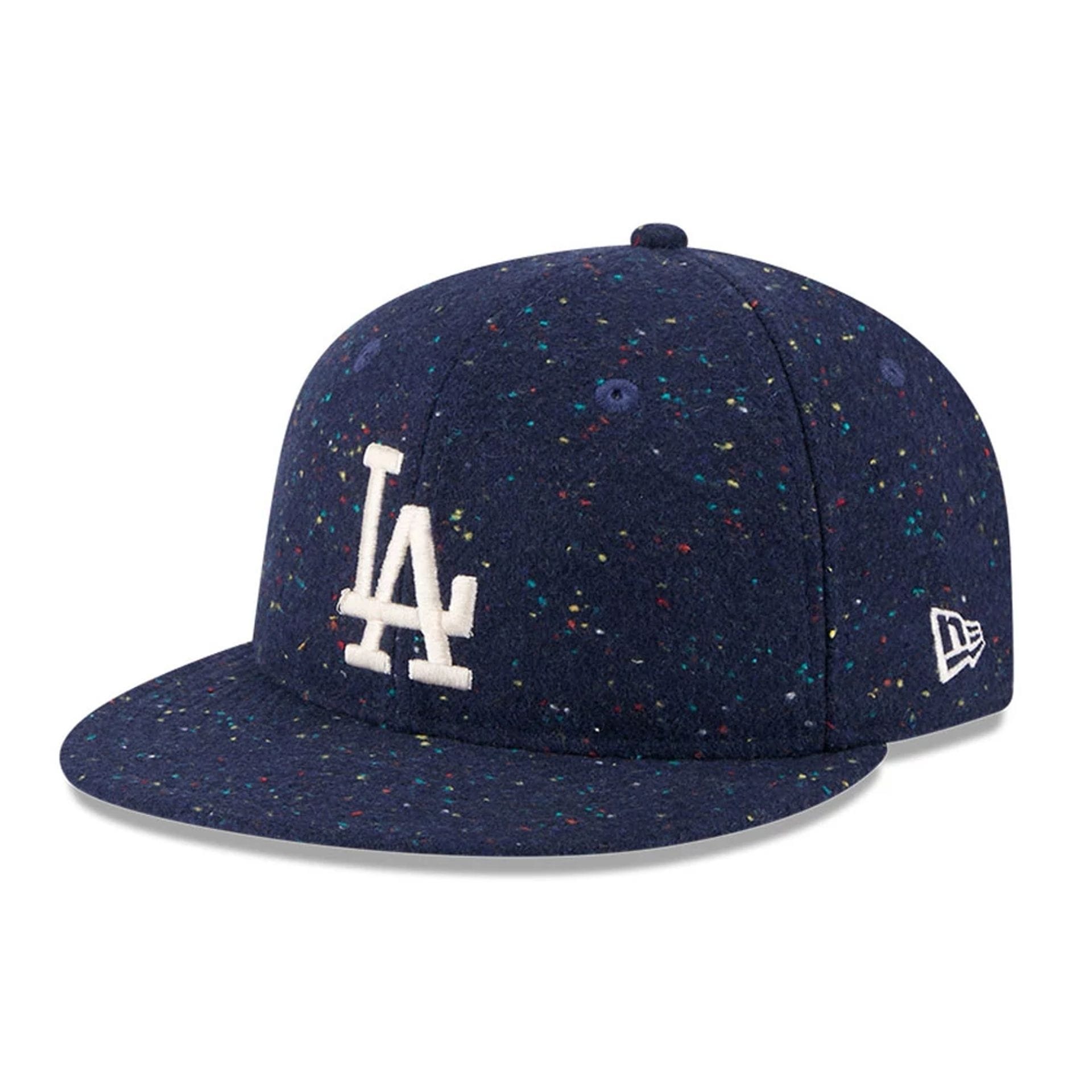 Pictured is this MLB Speckled Wool LA Dodgers Retro Crown 9FIFTY cap in open blue. 1