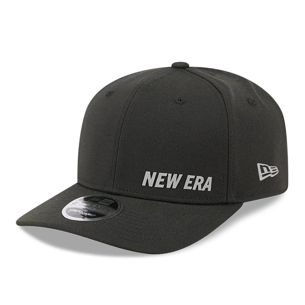 Pictured is this New Era Flawless 9SEVENTY Stretch Snap cap in black. 1