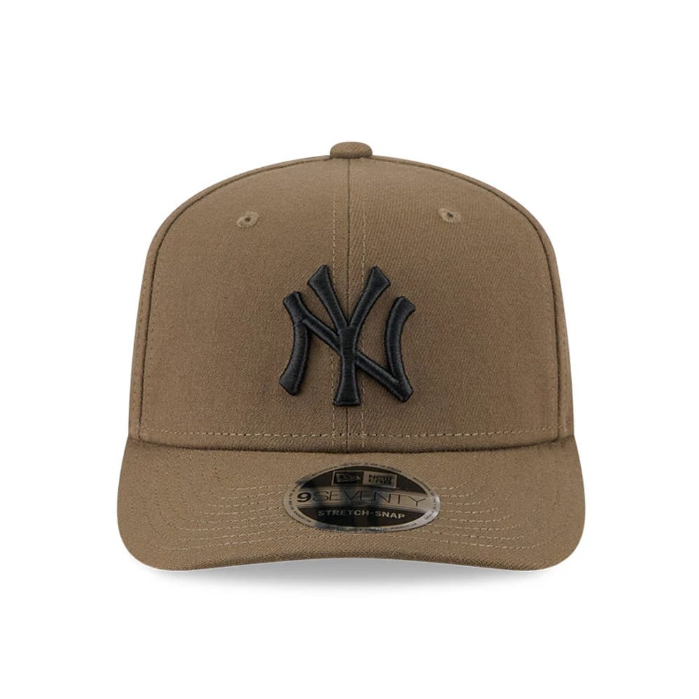 Pictured is this MLB New York Yankees 9SEVENTY Stretch Snap cap in brown. 2