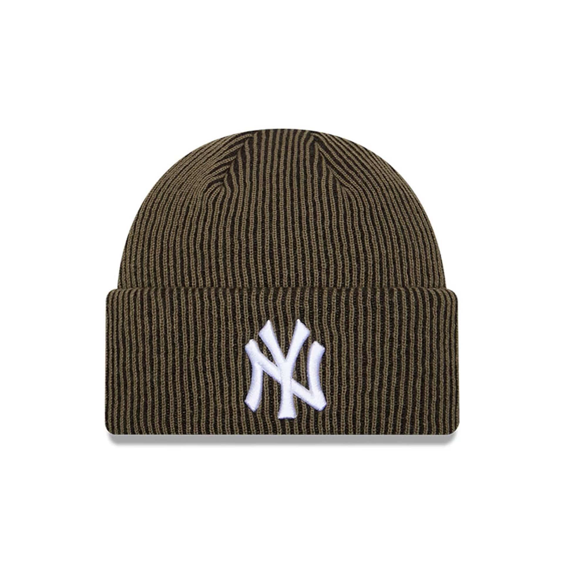 Pictured is this MLB Rib New York Yankees Cuff Knit Beanie hat in Dark Green. 1