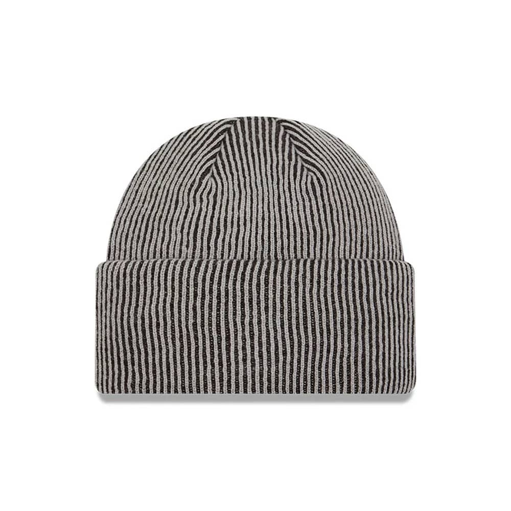 Pictured is this MLB Rib New York Yankees Cuff Knit Beanie hat in grey. 2