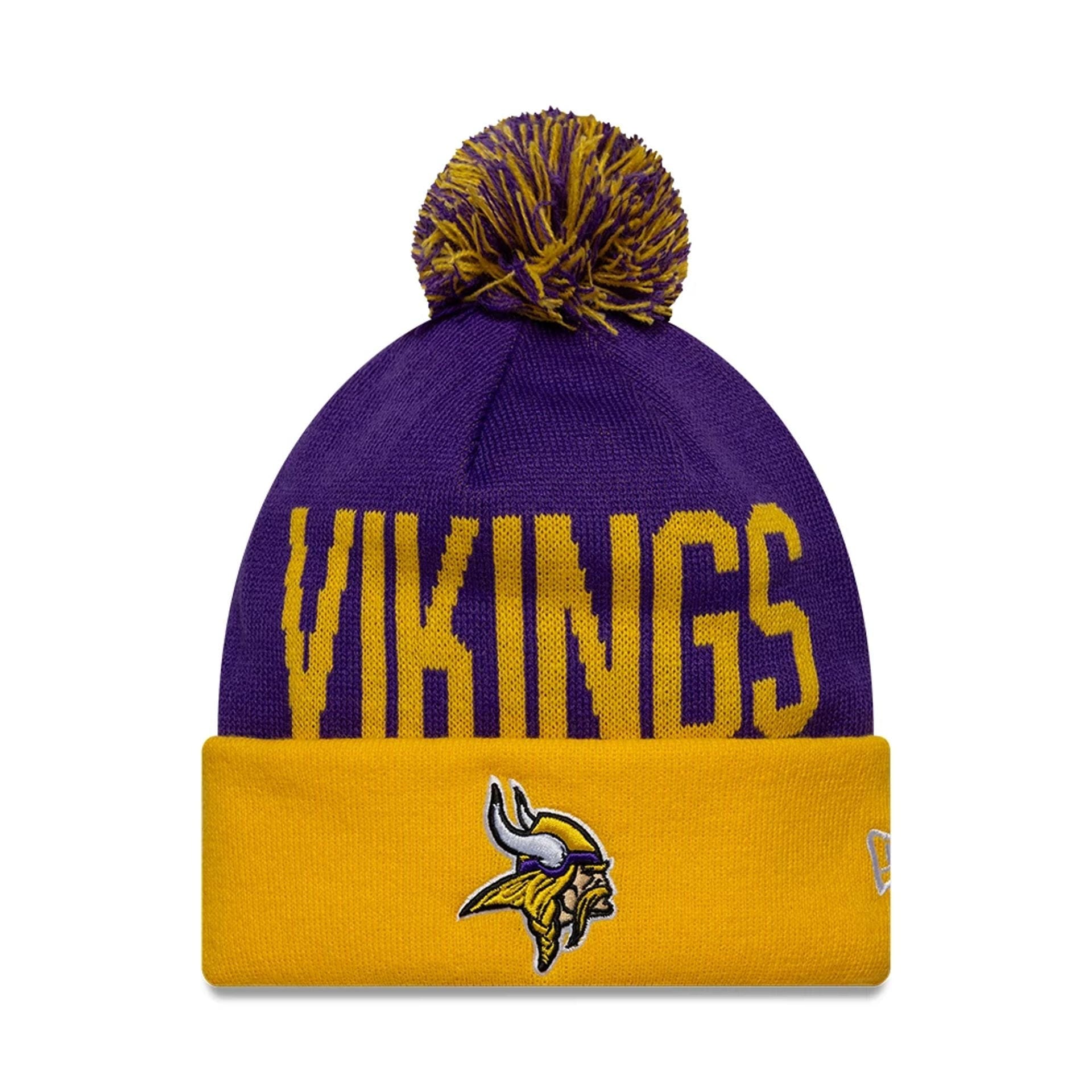 This is a Minnesota Vikings NFL International Series Games London 2025 Purple Cuff knit Beanie Hat 1