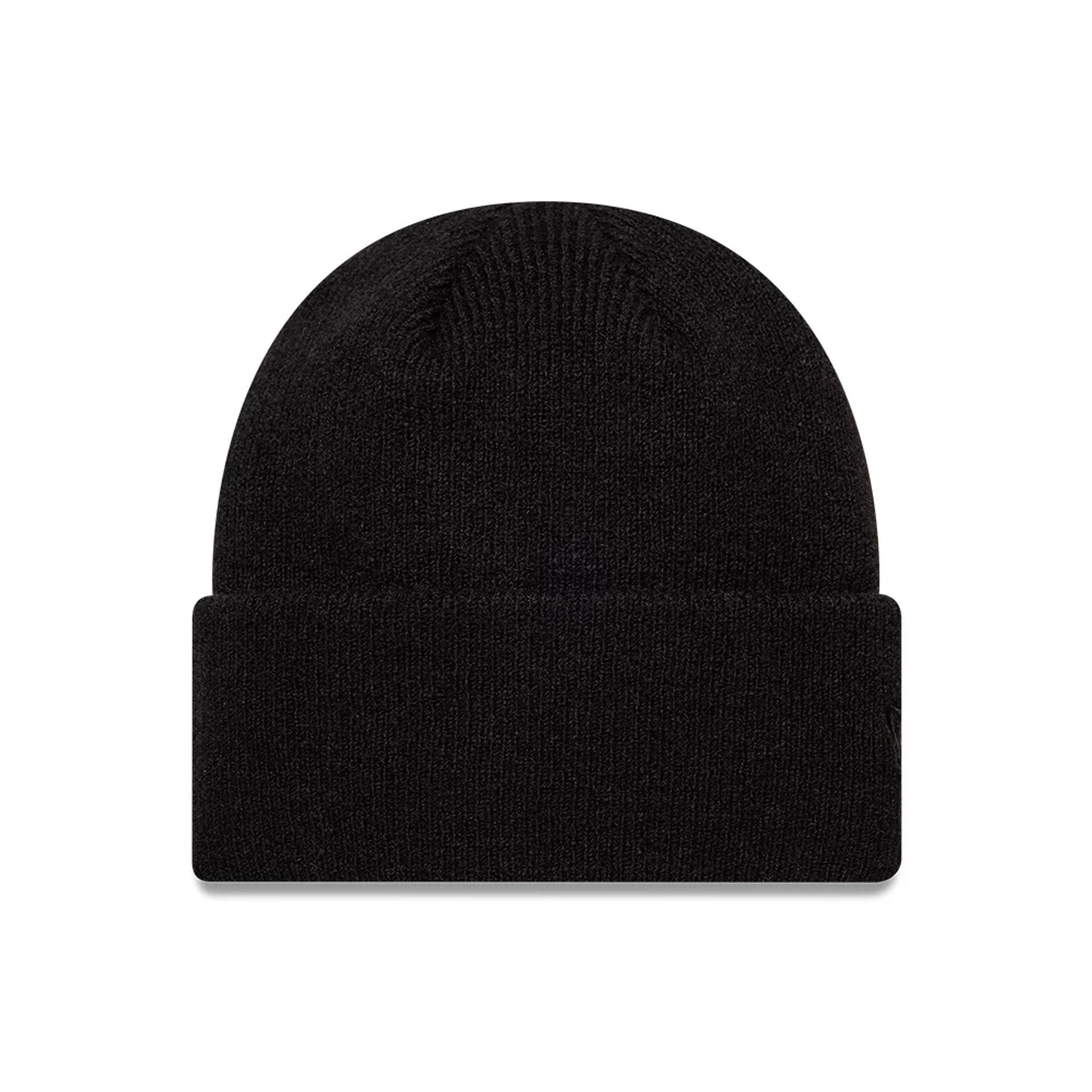 Pictured is this New Era Borg Cuff knit Beanie hat in black. 1
