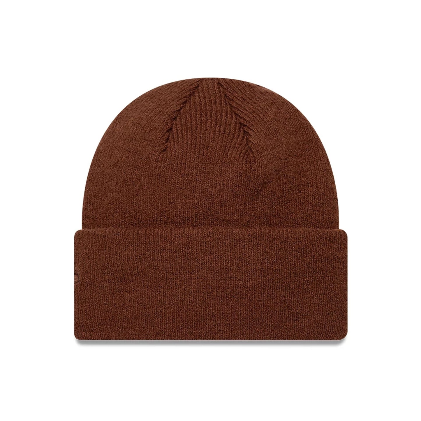Pictured is this New Era Borg Cuff knit Beanie hat in dark brown. 2