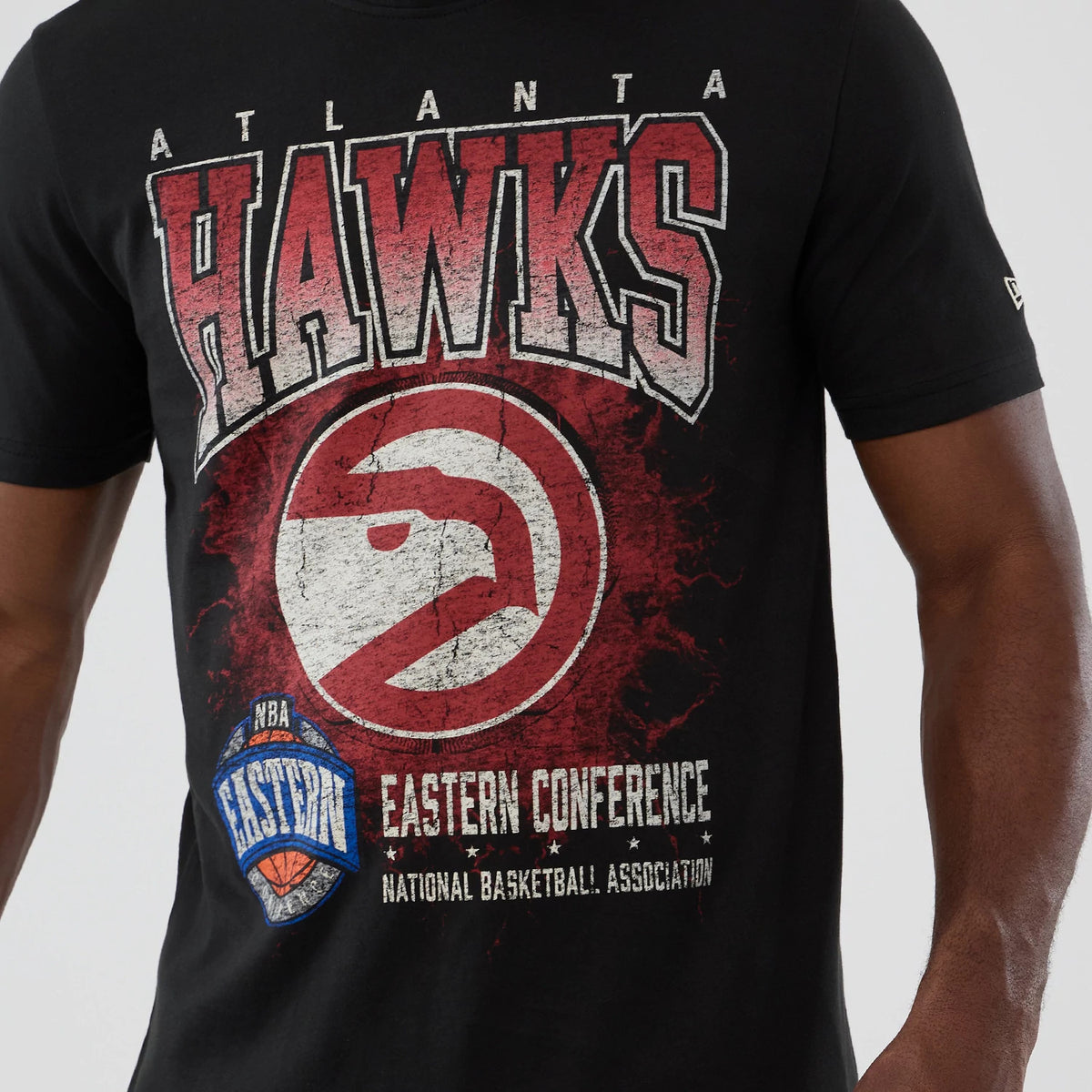 The model is wearing this NBA Hardwood Classic Atlanta Hawks T-Shirt in black. 3