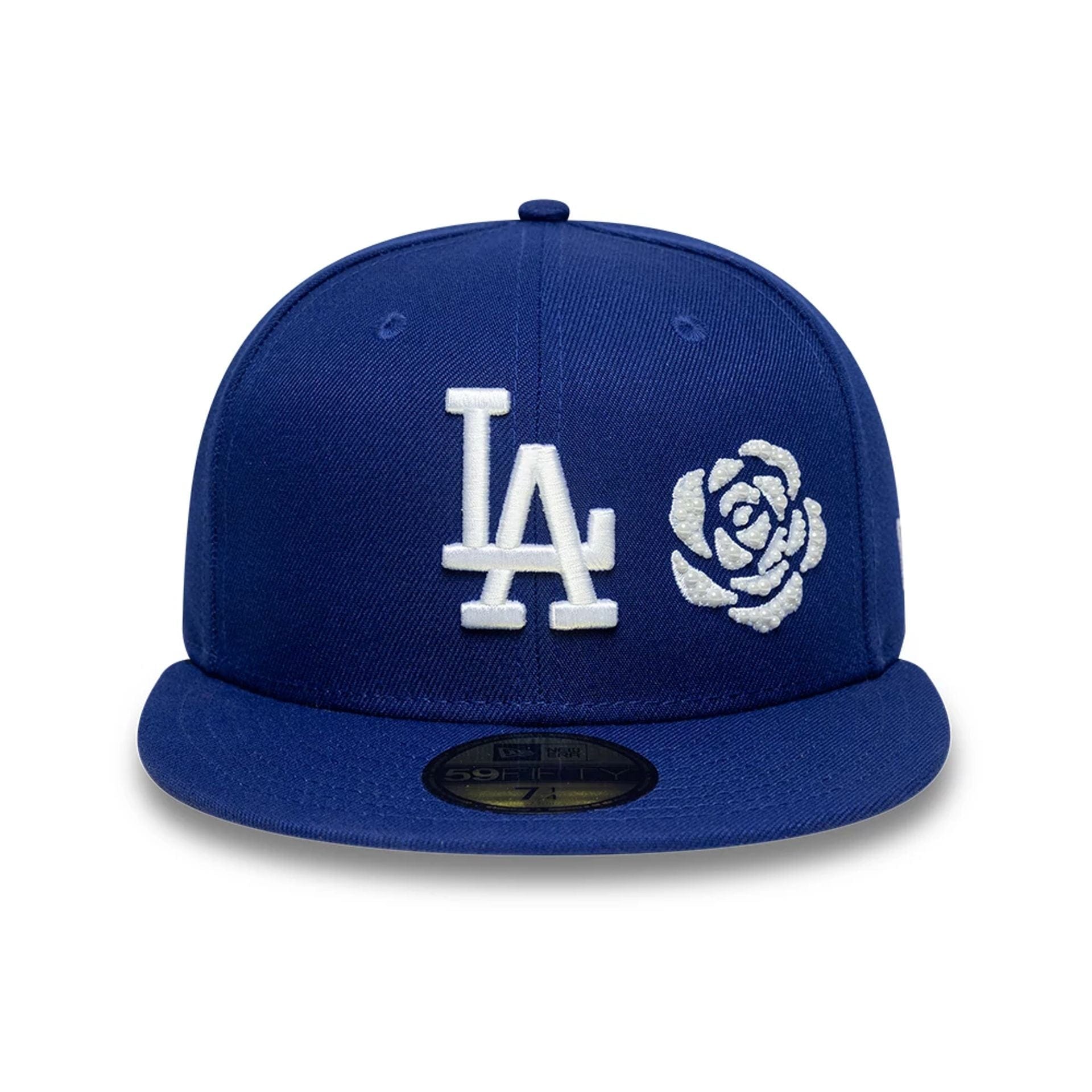 Pictured is this MLB Faux Pearl Icon LA Dodgers 59FIFTY Fitted cap in dark blue. 2