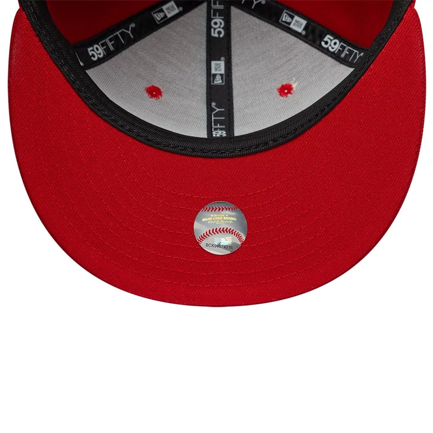 Pictured is this MLB Faux Pearl Icon LA Angels 59FIFTY Fitted cap in red. 7