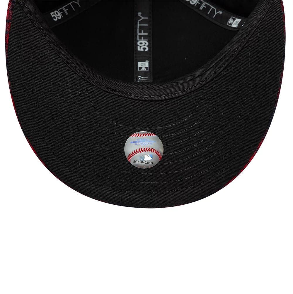 Pictured is this MLB Check New York Yankees Low Profile 59FIFTY Fitted cap in red. 2