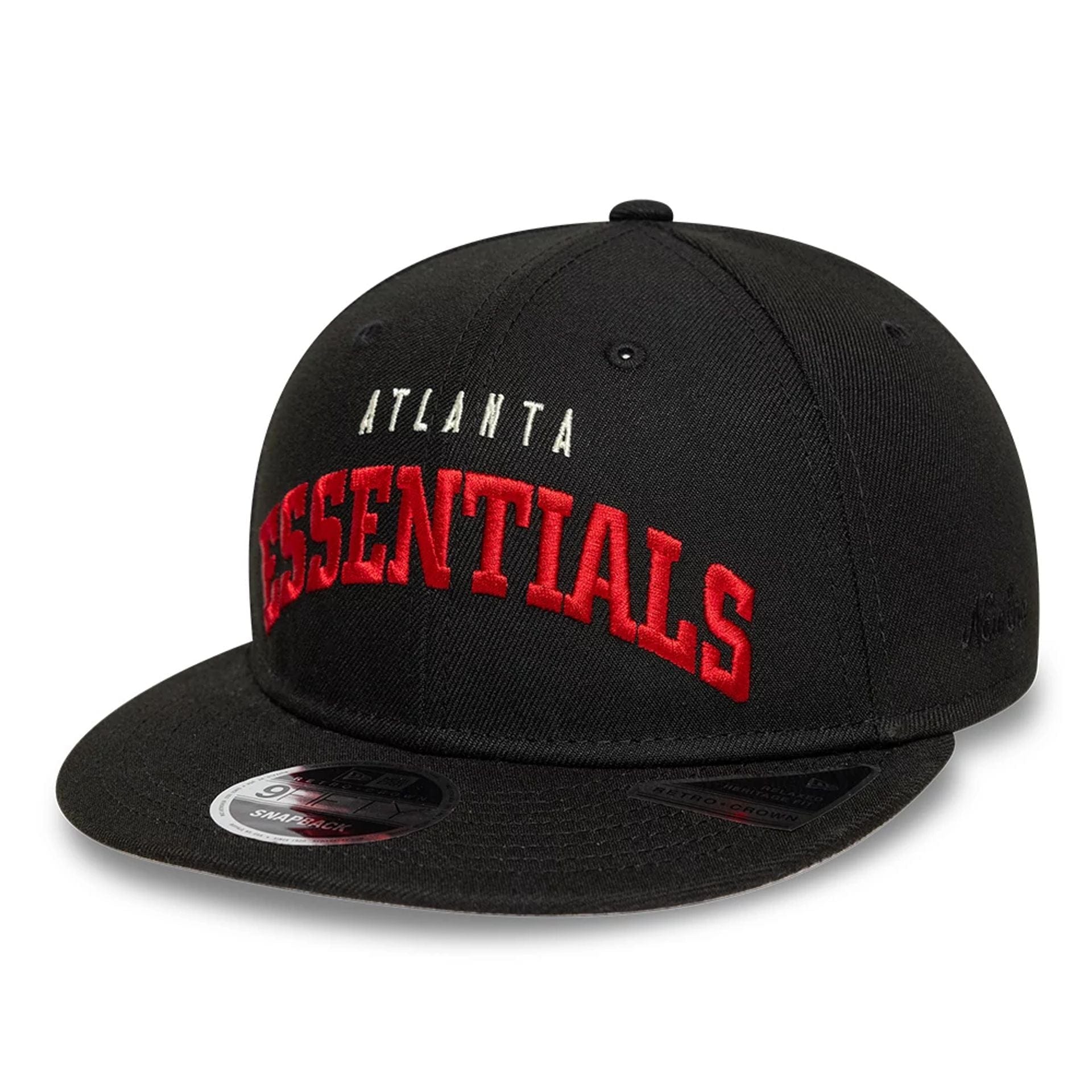 This is a Atlanta Falcons Fear Of God x NFL Black Retro Crown 9FIFTY Adjustable Cap 1