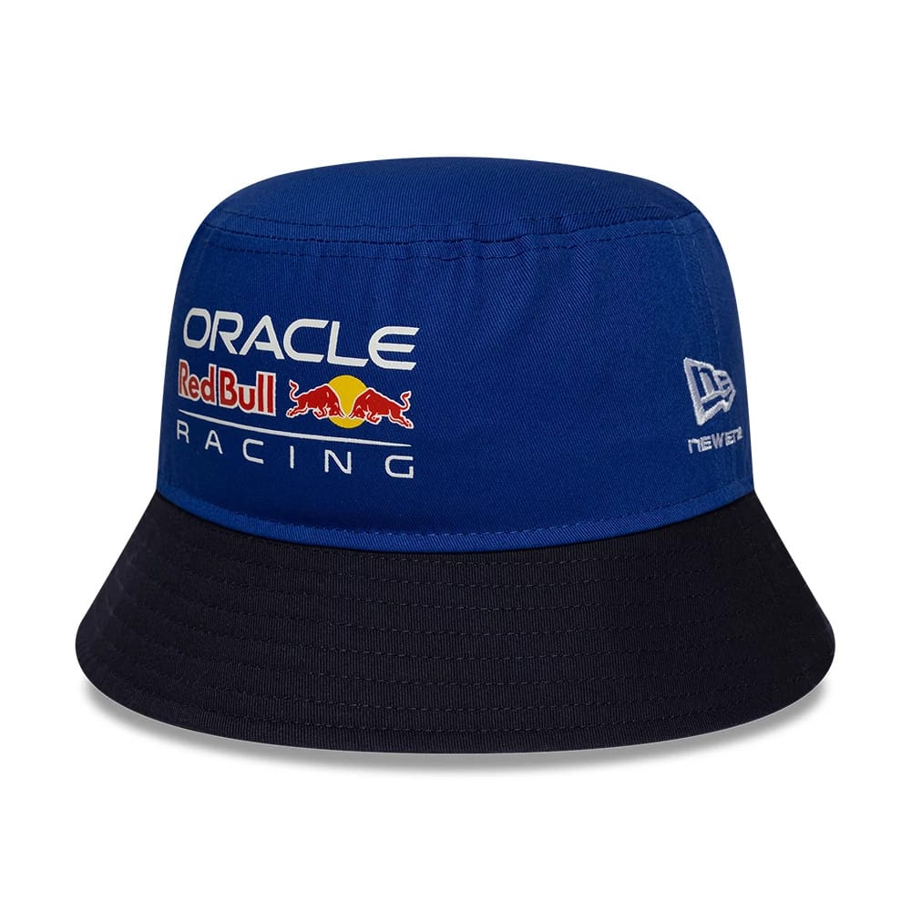 Pictured is this Youth Essential Red Bull Racing Bucket hat in dark blue. 1