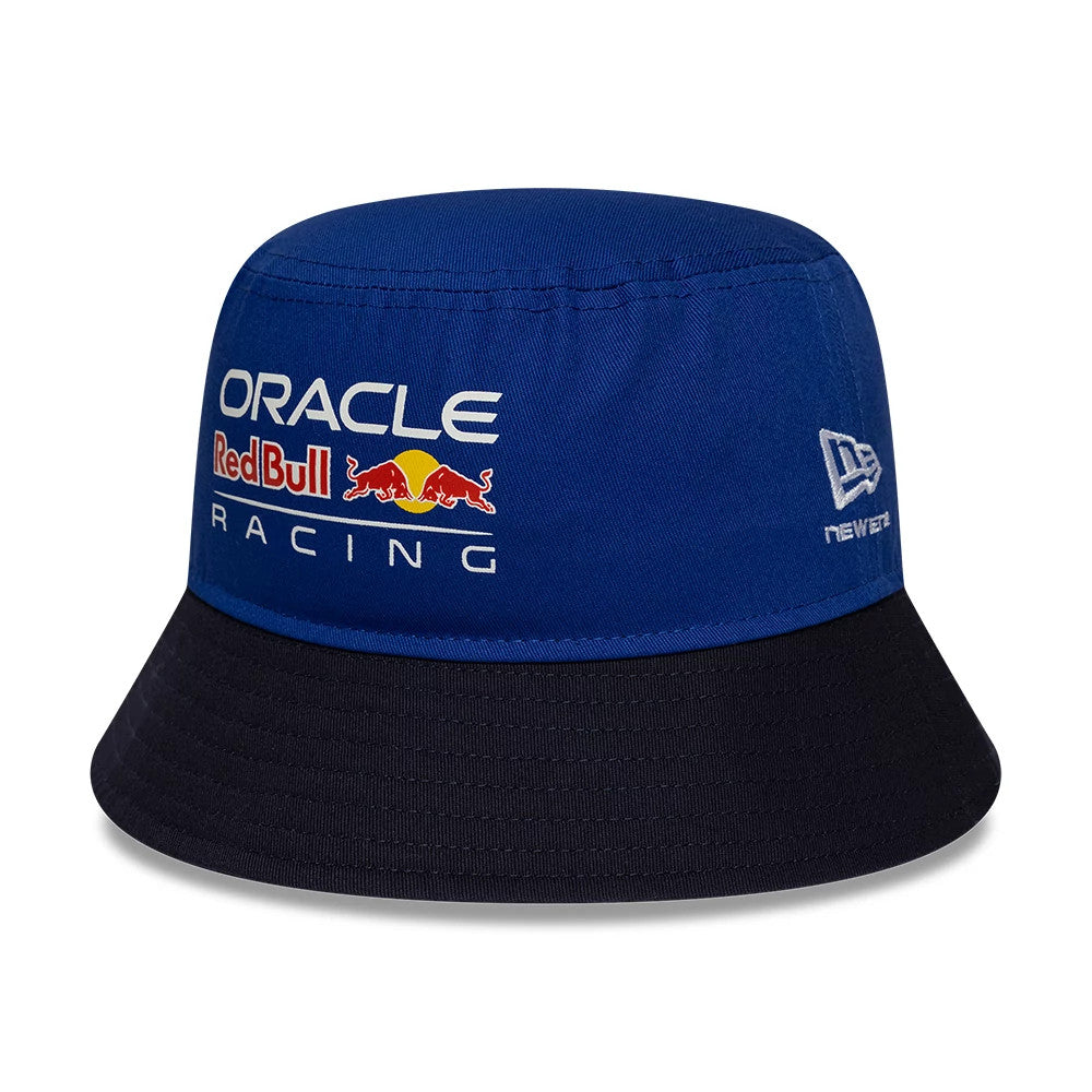 Pictured is this Youth Essential Red Bull Racing Bucket hat in dark blue. 1