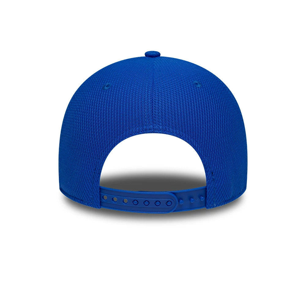 Visa Cash App Racing Bulls Teamline 2026 Blue New Era 9FORTY Adjustable Cap, rear view showing the blue mesh crown with a top button and the adjustable snapback closure, with no logo on the back panels.